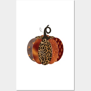 Trendy Leopard Print Autumn Halloween Pumpkin Posters and Art